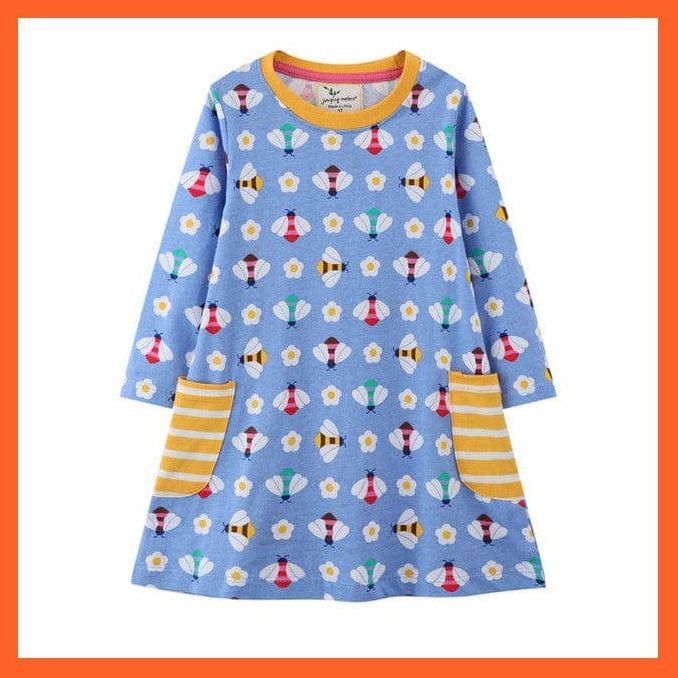 whatagift.com.au T7325 BEE / 24M Cotton Clothes Animals Embroidery Bunny Dress For Girls