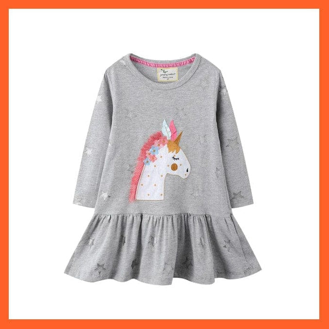 whatagift.com.au T7541 grey / 24M Cotton Clothes Animals Embroidery Bunny Dress For Girls