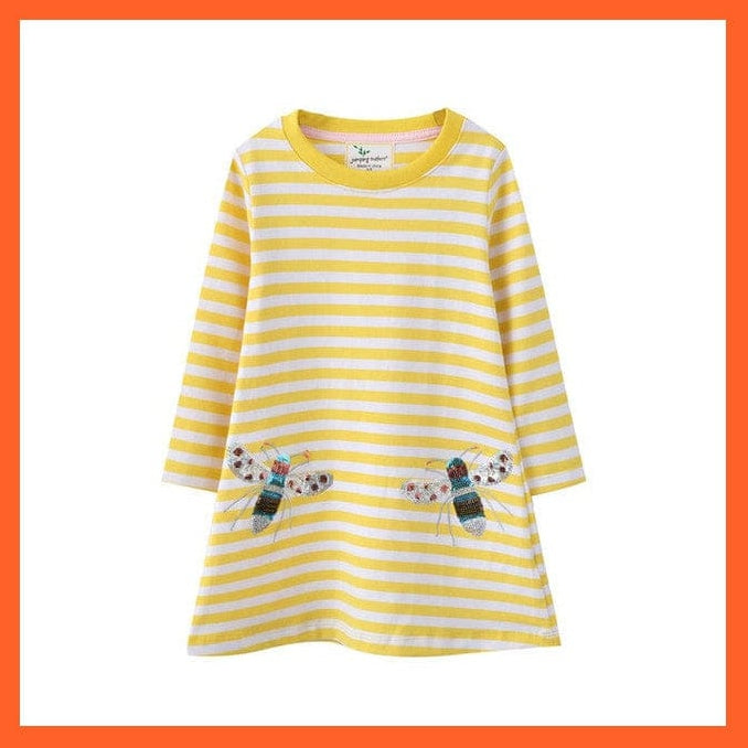 whatagift.com.au T7547 Yellow / 24M Cotton Clothes Animals Embroidery Bunny Dress For Girls