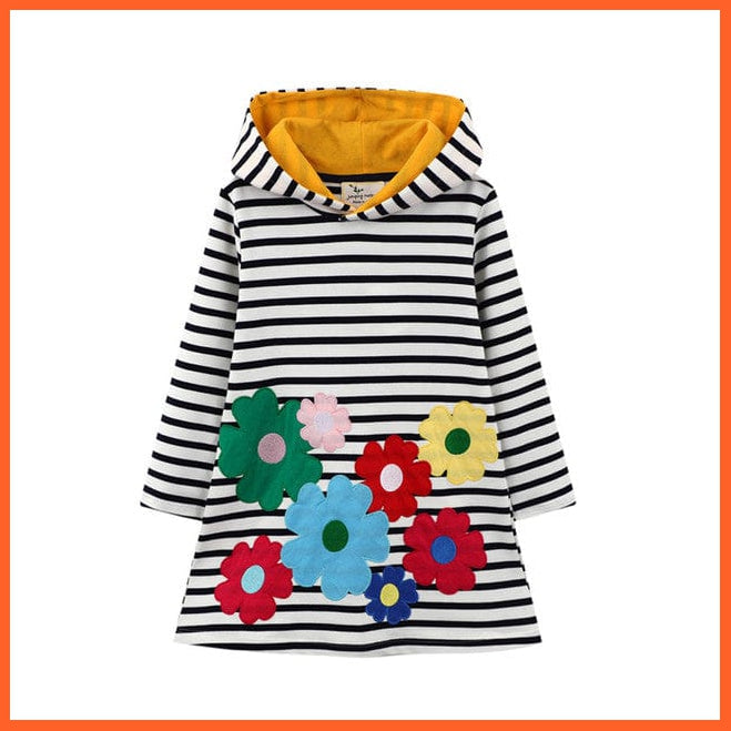 whatagift.com.au T7792 floral / 2T / China Star Printed Girls Long Sleeve Dresses Hoodies