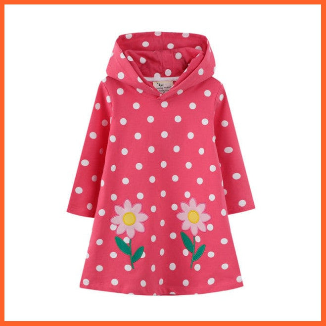 whatagift.com.au T7794 Flower / 5T / China Star Printed Girls Long Sleeve Dresses Hoodies