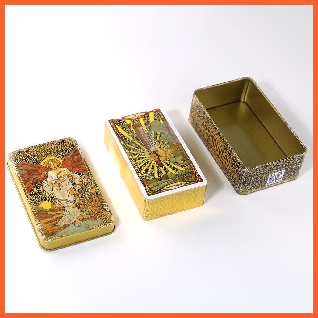 whatagift.com.au Tarot Cards Paper card 7 Golden Art Nouveau Tarot Cards with Box and Printed Guide
