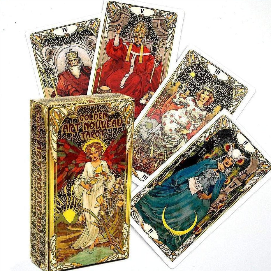 Tarot Cards Golden Art Nouveau Premium Cards With Eguide | whatagift.com.au.