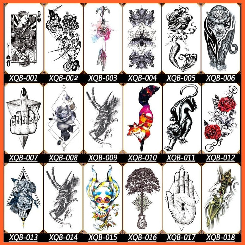 1Pcs Time Hourglass Arms Black White | Large Flower Temporary Tattoo Black Style Waterproof Tattoo Stickers | whatagift.com.au.