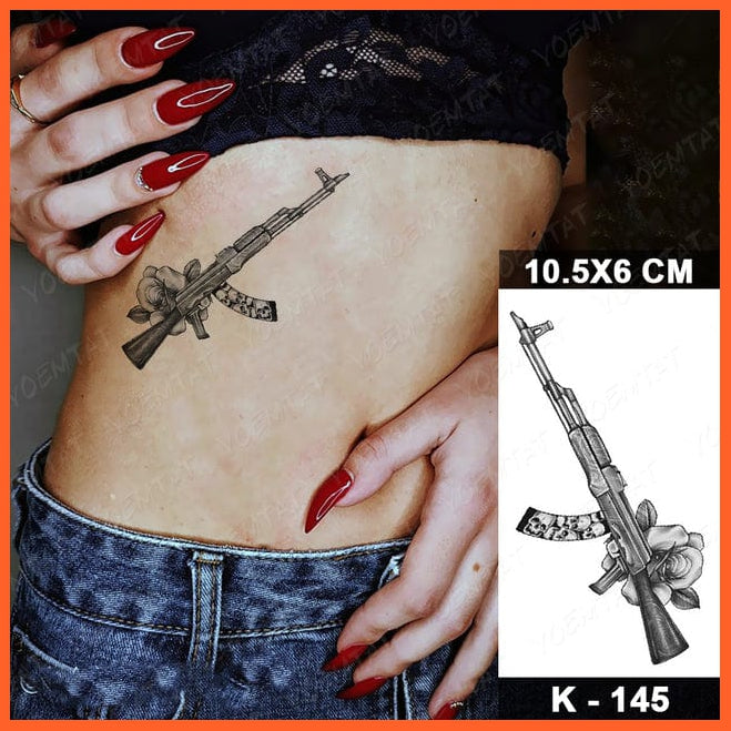 whatagift.com.au Tattoo 22-K145 Waterproof Temporary Tattoo Sticker | Snake Flower Rose Flash Tattoos