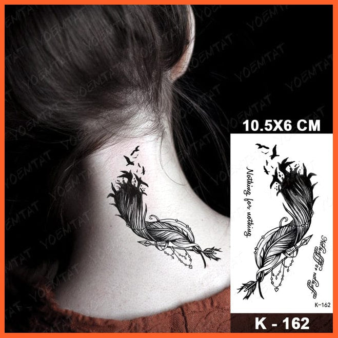 whatagift.com.au Tattoo 23-K162 Waterproof Temporary Tattoo Sticker | Snake Flower Rose Flash Tattoos