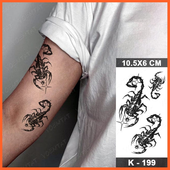whatagift.com.au Tattoo 25-K199 Waterproof Temporary Tattoo Sticker | Snake Flower Rose Flash Tattoos