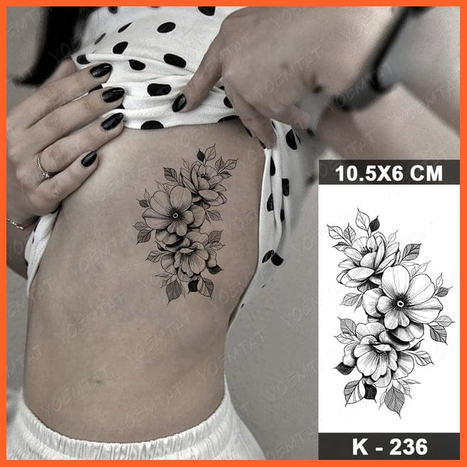 whatagift.com.au Tattoo 29-K236 Waterproof Temporary Tattoo Sticker | Snake Flower Rose Flash Tattoos