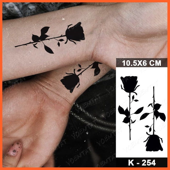 whatagift.com.au Tattoo 30-K254 Waterproof Temporary Tattoo Sticker | Snake Flower Rose Flash Tattoos