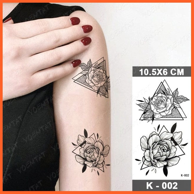 Waterproof Temporary Tattoo Stickers | Butterfly Snake Rose Flower Gun Dark Flash Tattoo | Women Body Art Wrist Neck Fake Tattoos Men | whatagift.com.au.
