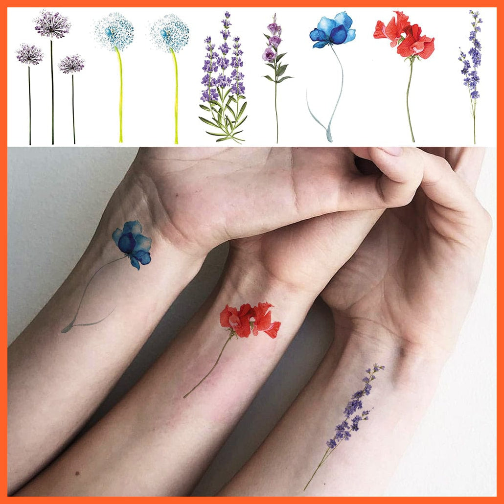 whatagift.com.au Tattoo 3D Watercolor Lavender Flower Temporary Tattoos