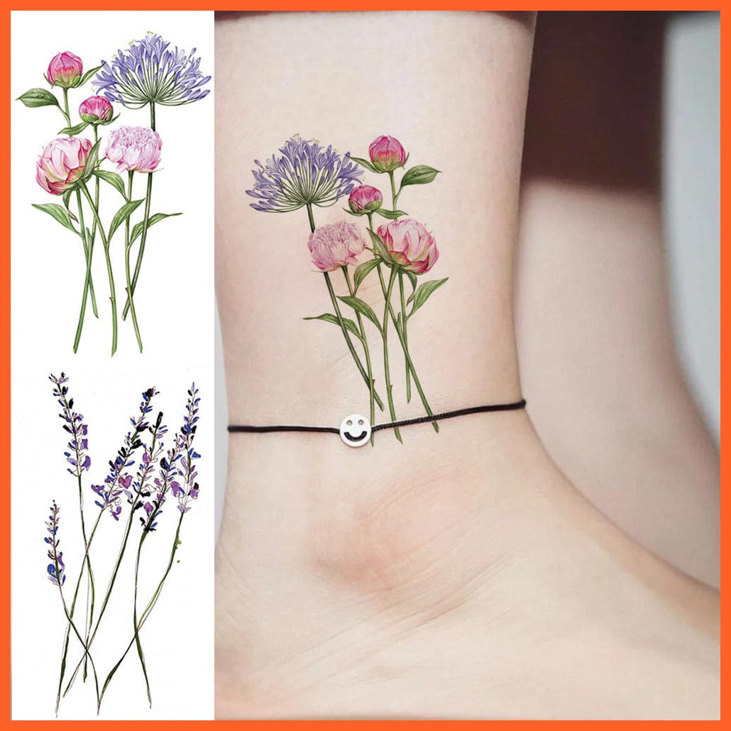 whatagift.com.au Tattoo 3D Watercolor Lavender Flower Temporary Tattoos