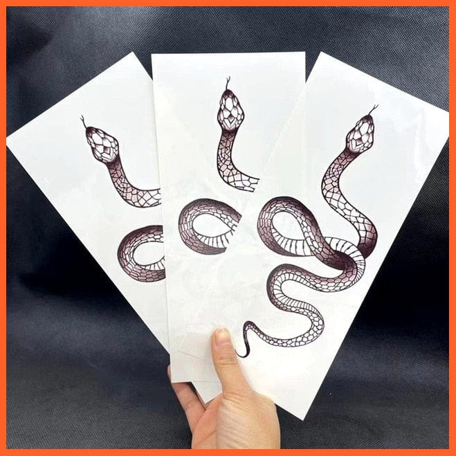 Big Size Black Snake Temporary Tattoo Stickers For Women | Men Body Waist Waterproof Dark Wine Snake Stickers | whatagift.com.au.