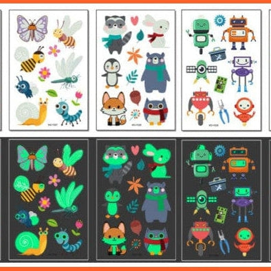 whatagift.com.au Tattoo 5pcs  NO.10 5pcs/set Luminous  Face Temporary Tattoo | Car Mermaid Dinosaur Children Cute Tattoo Stickers