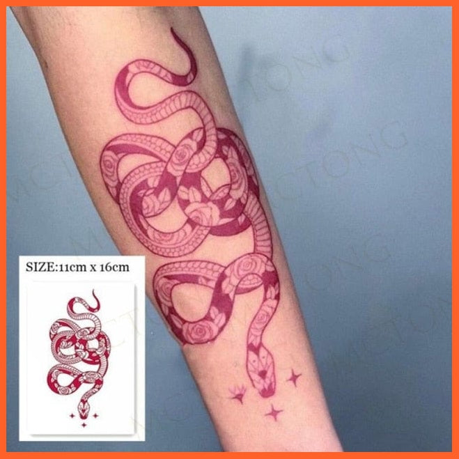 Waterproof Temporary Tattoo Sticker | 3D Butterfly Fake Tattoo | Flash Snake Feather Tattoo Body Art Rose For Girl Women Men | whatagift.com.au.