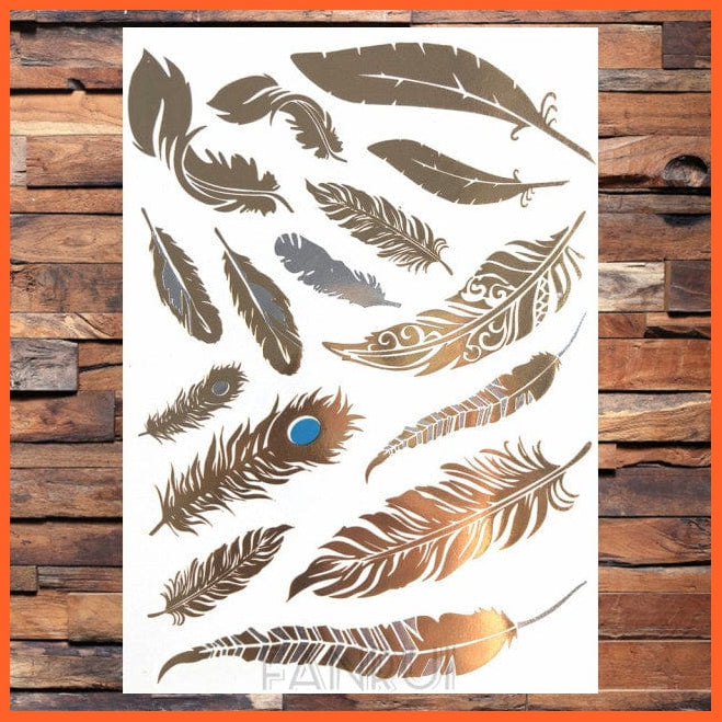 whatagift.com.au Tattoo AYS51 Sun Moon Star Temporary Tattoos | Gold Metallic Tattoo Stickers