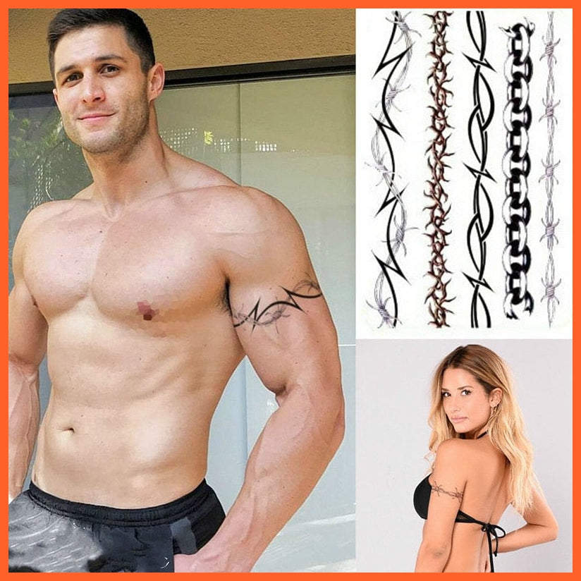 Barbed Wire Temporary Tattoo Set | Men Women Kids Tribal Waterproof Tattoo Stickers | whatagift.com.au.