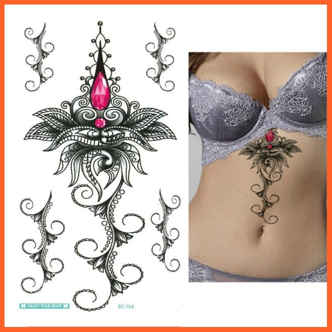 1Sheet Chest Flash Tattoo | Large Flower Shoulder Arm Sternum Tattoos Body/Back Art Stickers | whatagift.com.au.