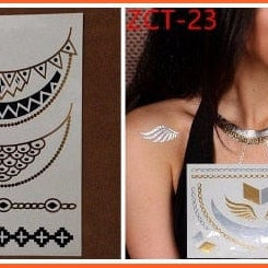 Big Feather Pattern Combination Sexy Body Art Stickers | Waterproof Golden Silver Glitter Tattoo Stickers | whatagift.com.au.