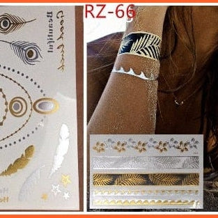 Big Feather Pattern Combination Sexy Body Art Stickers | Waterproof Golden Silver Glitter Tattoo Stickers | whatagift.com.au.