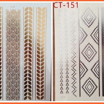 Big Feather Pattern Combination Sexy Body Art Stickers | Waterproof Golden Silver Glitter Tattoo Stickers | whatagift.com.au.