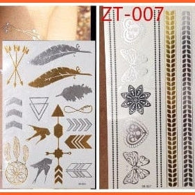 Big Feather Pattern Combination Sexy Body Art Stickers | Waterproof Golden Silver Glitter Tattoo Stickers | whatagift.com.au.