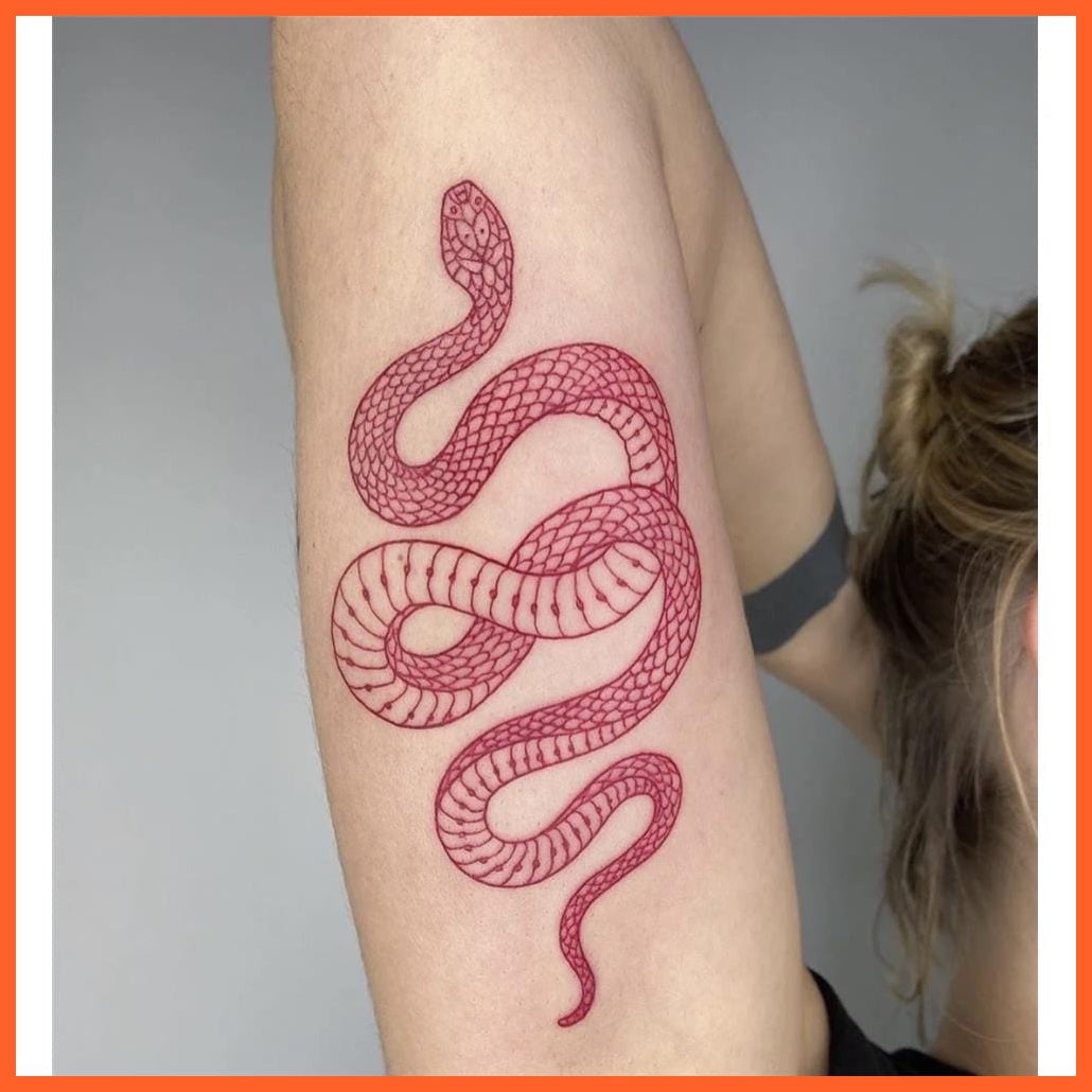 Big Size Red Snake Waterproof Temporary Tattoo Stickers For Women | Men Body Art Waist Fake Tattoo'S | whatagift.com.au.