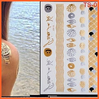 Body Art Glitter Metallic Tattoos | Gold Silver Temporary Flash Tattoo For Men Women | whatagift.com.au.