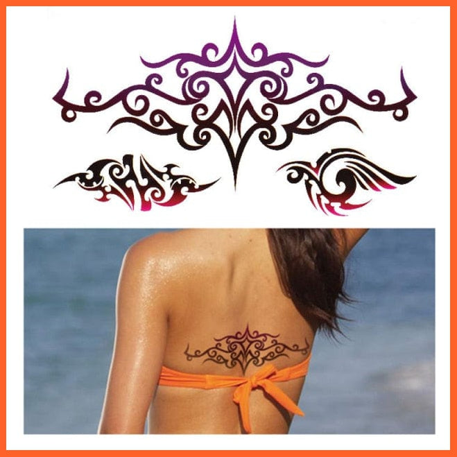 1Piece Temp Body Art Lower Back Temporary Tattoos | Fantasy Fake Tattoo For Women Girls Butterfly Flower Waterproof Stickers | whatagift.com.au.