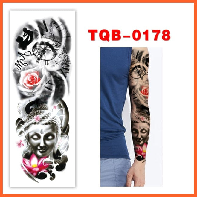 Big Arm Sleeve Tattoo Crown Lion Wolf Rose Skull Waterproof Temporary Tattoo | Sticker Body Art Fake Tattoo For Women Men | whatagift.com.au.