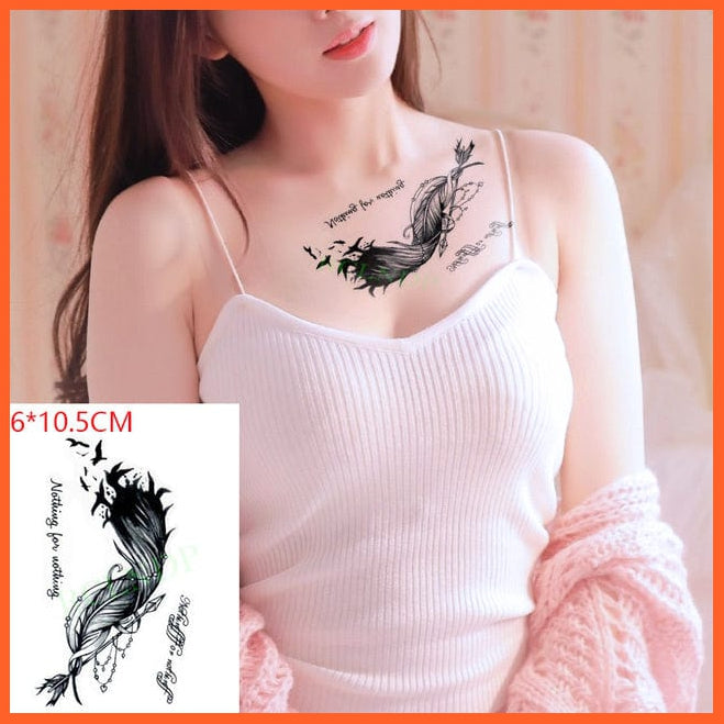 whatagift.com.au Tattoo Dark Coffee 2 Temporary Waterproof Tattoo Sticker | Fly Birds Mermaid Tattoo