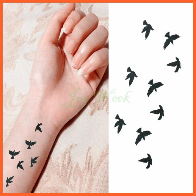 whatagift.com.au Tattoo Dark Gray Temporary Waterproof Tattoo Sticker | Fly Birds Mermaid Tattoo
