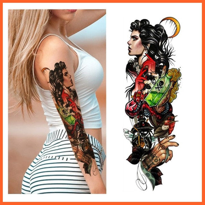 Full Arm Double Gun Female Waterproof Temporary Tattoo Stickers For Men Women | whatagift.com.au.