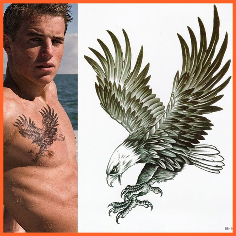 Eagle Temporary Tattoo | Waterproof Black Eagle Body Art Stickers | whatagift.com.au.