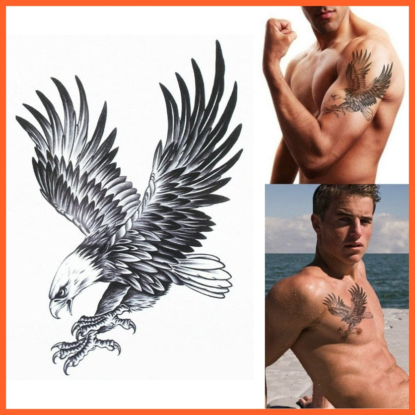 Eagle Temporary Tattoo | Waterproof Black Eagle Body Art Stickers | whatagift.com.au.