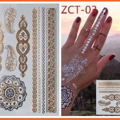 Flash Gold Metallic Tattoo | Necklace Body Stocking Arabic Gold Glitter Temporary Stickers | whatagift.com.au.