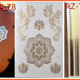 Flash Gold Metallic Tattoo | Necklace Body Stocking Arabic Gold Glitter Temporary Stickers | whatagift.com.au.