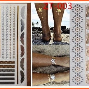 Flash Gold Metallic Tattoo | Necklace Body Stocking Arabic Gold Glitter Temporary Stickers | whatagift.com.au.