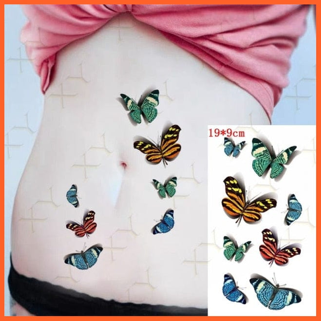 Waterproof Temporary Tattoo Sticker | 3D Butterfly Fake Tattoo | Flash Snake Feather Tattoo Body Art Rose For Girl Women Men | whatagift.com.au.