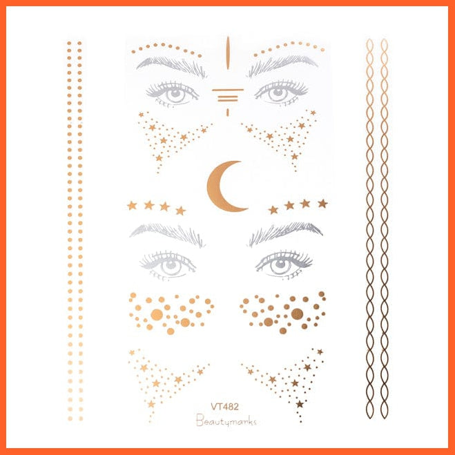 whatagift.com.au Tattoo HB379 New Gold Face Temporary Tattoo | Waterproof Blocked Freckles Eye Stickers