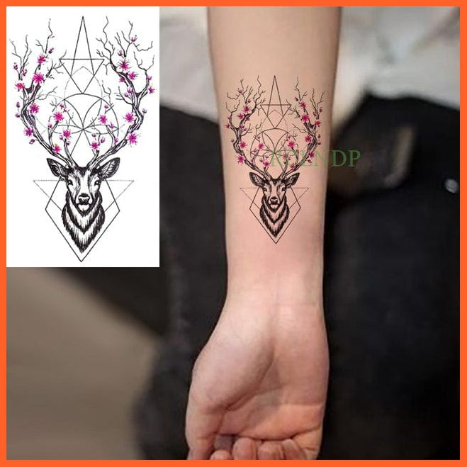 whatagift.com.au Tattoo Light Green Waterproof Cute squirrel fox dog rabbit owl Cat animal tattoo stickers