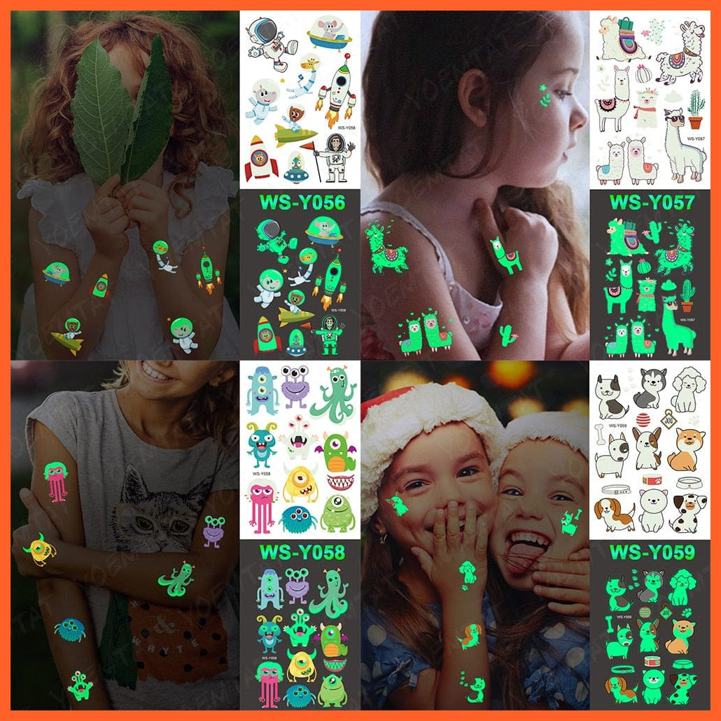 Luminous Night Tattoo Stickers For Children | Unicorn Star  Body Art Kids Cartoon Stickers | whatagift.com.au.