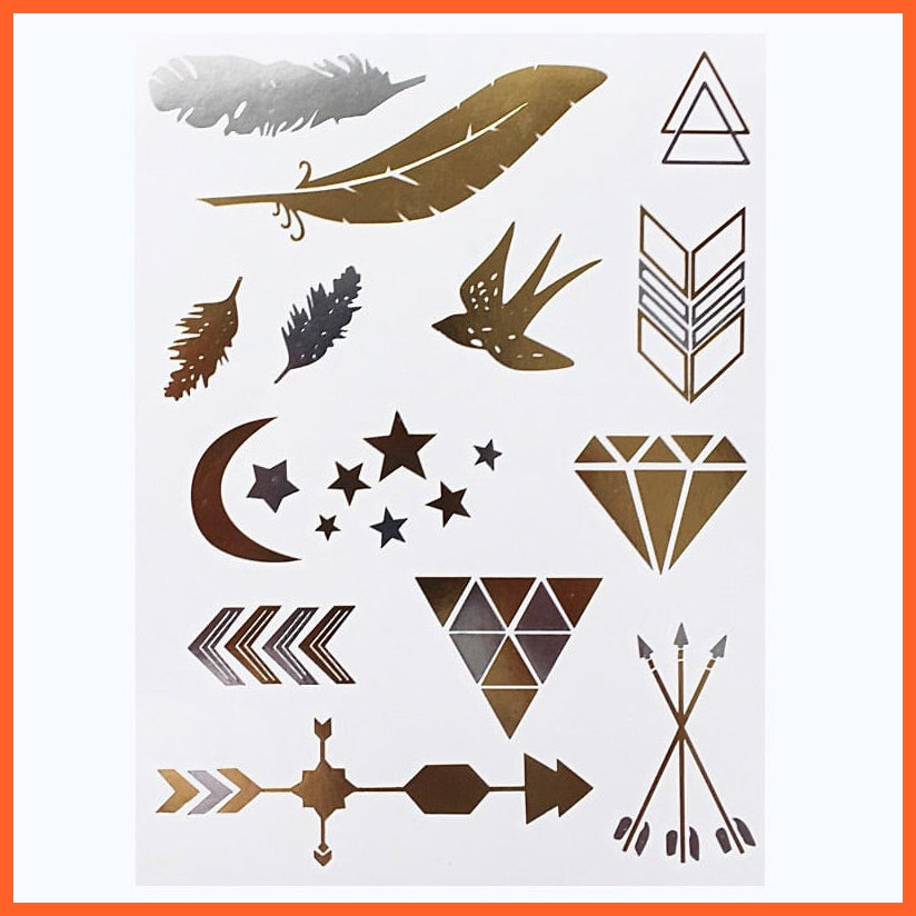 Metallic Temporary Tattoo Swallow Gold Silver Flash Tattoos For Women Party Body Art | whatagift.com.au.