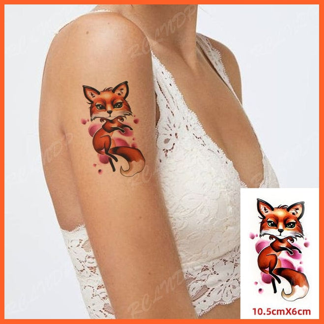 whatagift.com.au Tattoo Mixed Color 2 Waterproof Cute squirrel fox dog rabbit owl Cat animal tattoo stickers