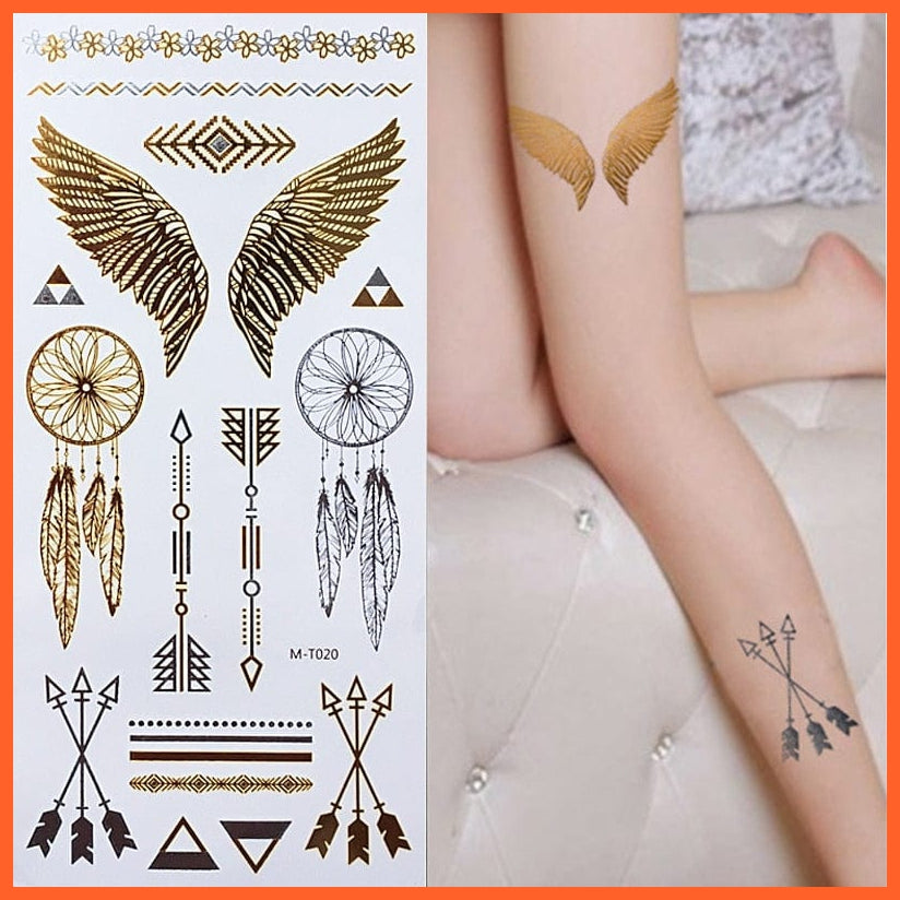 New Environment-Friendly Temporary Gold | Tattoo Silver Metallic Tattoos Flash Body Art Stickers | whatagift.com.au.