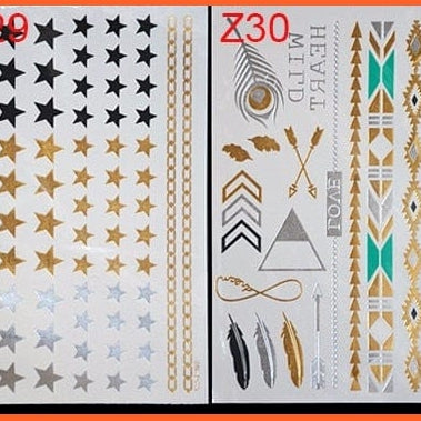 New Metallic Tattoo Temporary Tattoos | Natural Life Sense Gold Flash Tattoo Sexy Body Art | whatagift.com.au.