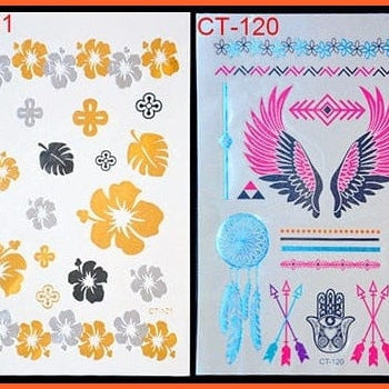 New Metallic Tattoo Temporary Tattoos | Natural Life Sense Gold Flash Tattoo Sexy Body Art | whatagift.com.au.