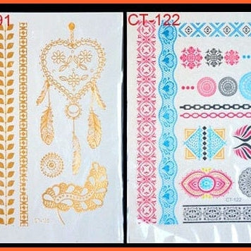 New Metallic Tattoo Temporary Tattoos | Natural Life Sense Gold Flash Tattoo Sexy Body Art | whatagift.com.au.