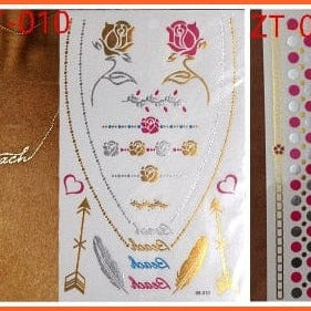 New Metallic Tattoo Temporary Tattoos | Natural Life Sense Gold Flash Tattoo Sexy Body Art | whatagift.com.au.