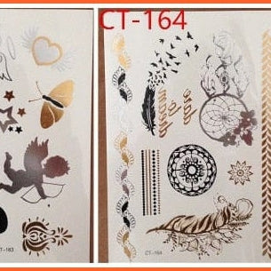 New Metallic Tattoo Temporary Tattoos | Natural Life Sense Gold Flash Tattoo Sexy Body Art | whatagift.com.au.